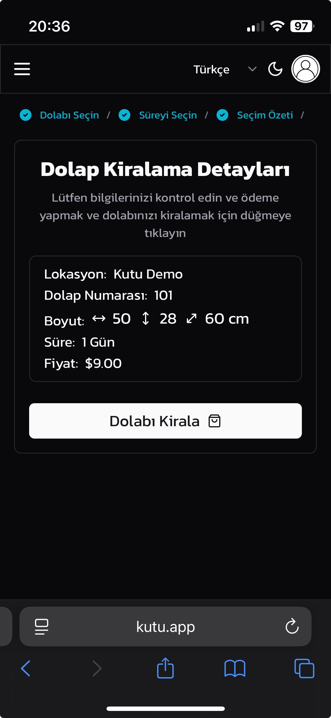 Kutu Dolap Kiralama Uygulaması